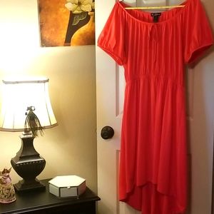 Coral off shoulder dress